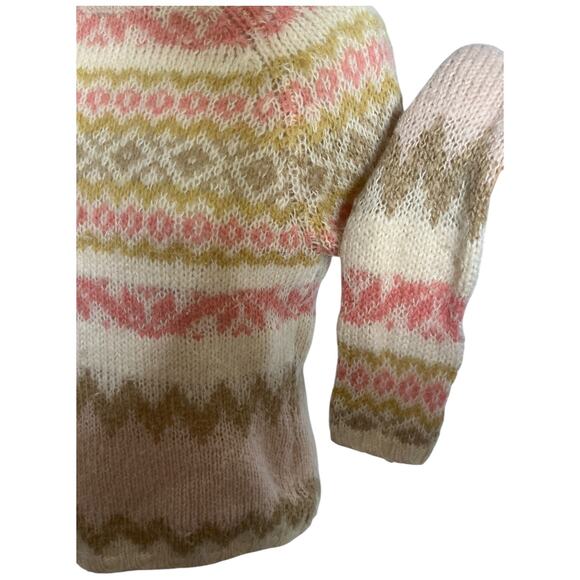 Gap Fair Isle long sleeve knit sweater pink patterned wool mohair blend medium - Picture 4 of 4